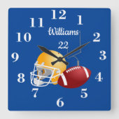 Horloge Carrée Custom Football Time Square Wall Clock (Recto)