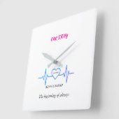 Horloge Carrée Custom Heartbeat Wall Clock - Personalized Anniver (Angle)