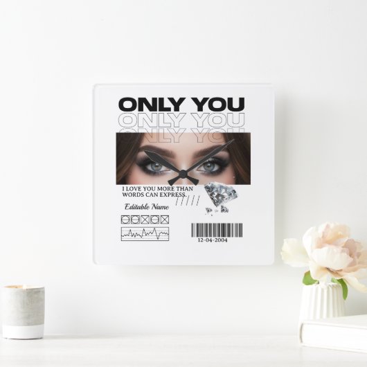 Horloge Carrée Custom Image & Text | Personalized (Maison)