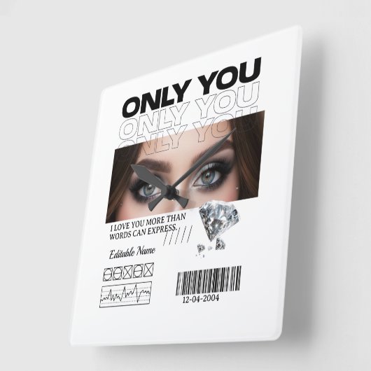 Horloge Carrée Custom Image & Text | Personalized (Angle)