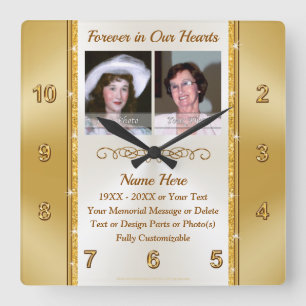 Horloge Carrée Custom Memorial Clock for Loss of Grandmother