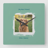 Horloge Carrée Custom Pet Photo Brushstroke Wall Clock (Recto)