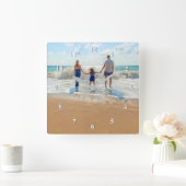 Horloge Carrée Custom Photo Clock - Your Family Design (Maison)