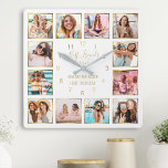 Horloge Carrée Custom Photo Collage Best Friends Forever Quota<br><div class="desc">Make this trendy elegant white and gold photo collage wall clock unique with 12 of your favorite photos with your best friend(s). Les objets de design ont donc été modernes avec "Best Friends Forever" script and a beautiful customizable quota "You are the sister I got to choose".</div>