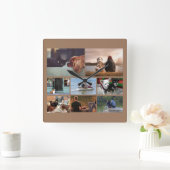 Horloge Carrée Custom photo couples collage | (Maison)