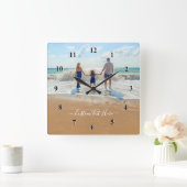 Horloge Carrée Custom Photo et texte - Your Own Design - Family (Maison)