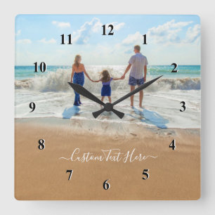 Horloge Carrée Custom Photo et texte - Your Own Design - Family