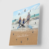 Horloge Carrée Custom Photo et texte - Your Own Design - Family (Angle)