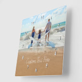 Horloge Carrée Custom Photo Text Font Clock - Your Family Design (Angle)