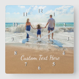 Horloge Carrée Custom Photo Text Wall Clock Your Design