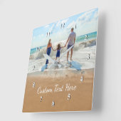 Horloge Carrée Custom Photo Text Wall Clock Your Design (Angle)