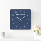 Horloge Carrée Custom Text Wall Clock with Blue Jeans Fabric (Maison)