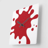 Horloge Carrée Custom Tomato Red Splash White Wall Clock (Angle)