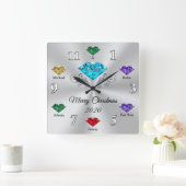 Horloge Carrée Custom Your Birthstone Christmas Clock (Maison)