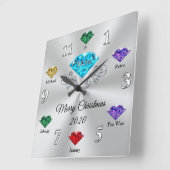 Horloge Carrée Custom Your Birthstone Christmas Clock (Angle)