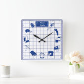 Horloge Carrée Customiser le temps de surface composée Étiquette (Maison)