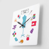 Horloge Carrée Customisez l'étiquette cousent juste (Angle)