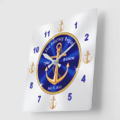 Horloge Carrée Customizable Nautical Wedding Venin (Angle)