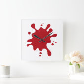 Horloge Carrée Customizable Tomato Red Splatter Wall Clock (Maison)
