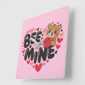 Horloge Carrée Cute Bee Mine Teddy Bear Valentine's Day (Angle)