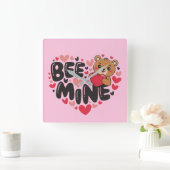 Horloge Carrée Cute Bee Mine Teddy Bear Valentine's Day (Maison)