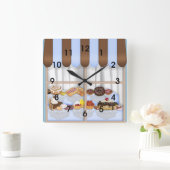 Horloge Carrée Cute Blue Brown (Maison)