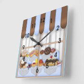 Horloge Carrée Cute Blue Brown (Angle)