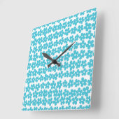 Horloge Carrée Cute blue girly spring flowers (Angle)