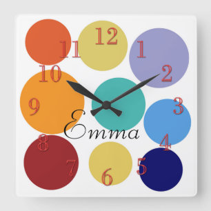 Horloge Carrée Cute Bright Dots