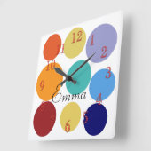 Horloge Carrée Cute Bright Dots (Angle)