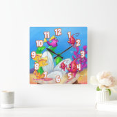 Horloge Carrée Cute cartoon wall clock fish (Maison)