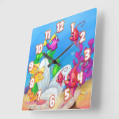 Horloge Carrée Cute cartoon wall clock fish (Angle)