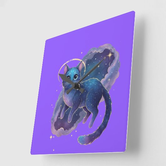 Horloge Carrée Cute Cat Clock Design (Angle)