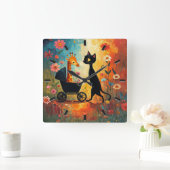 Horloge Carrée Cute Cat Giraffe Wall Clock (Maison)