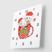 Horloge Carrée Cute Cats in the Mug Christmas Thème (Angle)