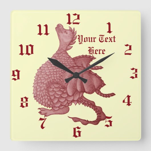 Horloge Carrée cute dragon mythique fantasy (Recto)
