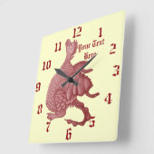 Horloge Carrée cute dragon mythique fantasy (Angle)