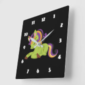 Horloge Carrée Cute Frankenstein Unicorn Halloween (Angle)