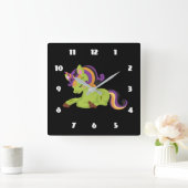 Horloge Carrée Cute Frankenstein Unicorn Halloween (Maison)