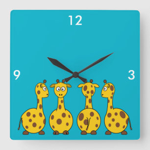 Horloge Carrée Cute Giraffe, Wild Animal