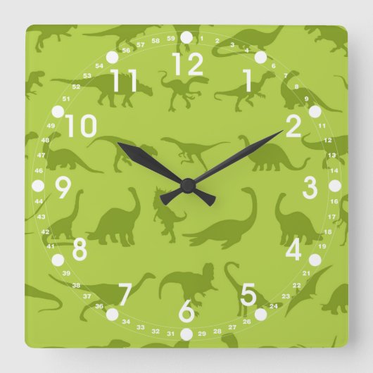Horloge Carrée Cute Green Dinosaurs Patterns for Boys (Recto)