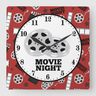 Horloge Carrée Cute home cinéma décor de cinéma de nuit horlog