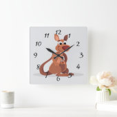 Horloge Carrée Cute Kangaroo animé avec bébé (Maison)