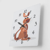 Horloge Carrée Cute Kangaroo animé avec bébé (Angle)