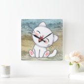 Horloge Carrée Cute Kitten (Maison)