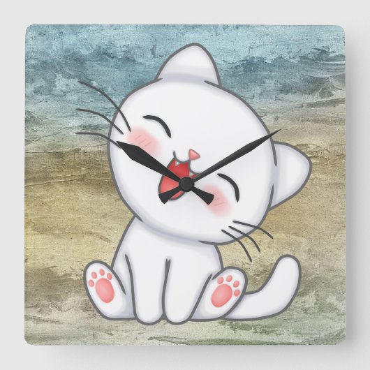 Horloge Carrée Cute Kitten (Recto)