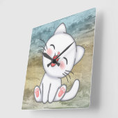 Horloge Carrée Cute Kitten (Angle)