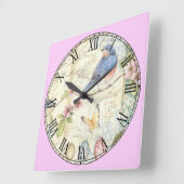 Horloge Carrée Cute Little Pastel Blue Bird (Angle)