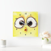 Horloge Carrée Cute Little Yellow Surprised Big Eyes Fun (Maison)