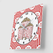Horloge Carrée Cute Movie théâtre room popcorn clock (Angle)